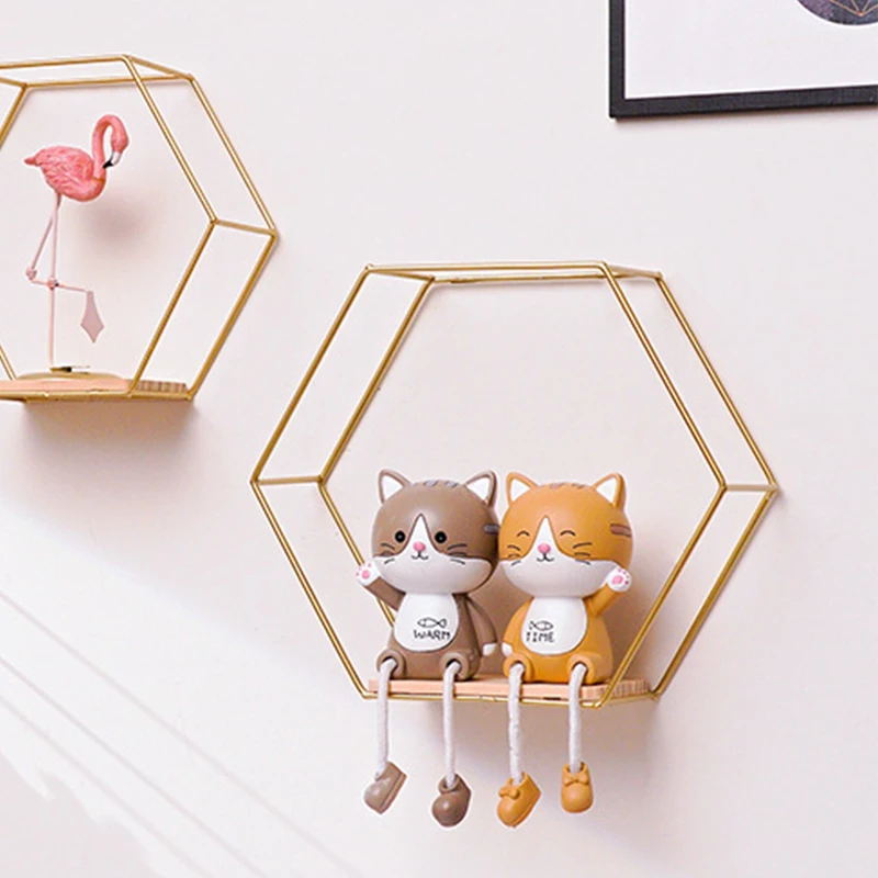 

Bedroom Shelves Wall-mounted Cosmetic Iron Storage Rack Room Decoration Originality Wall Shelf Living Room Free Punching