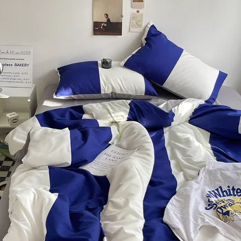 Biancheria da letto lenzuola Set strisce punti copripiumino Set copripiumino lenzuolo Set trapunta Queen Size INS Blogger Set piumino