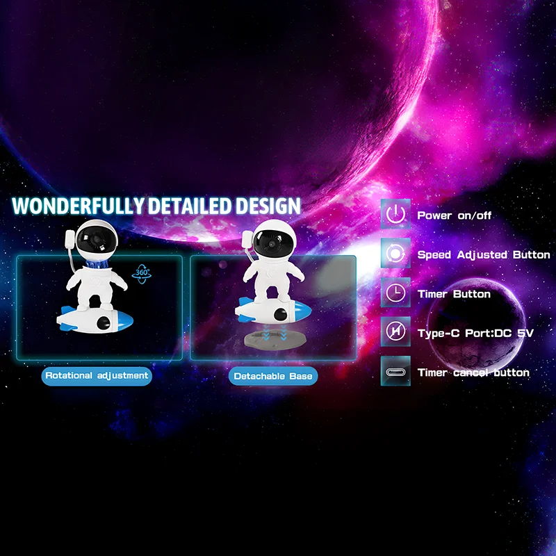 로켓 우주 비행사 스타 갤럭시 프로젝터, LED 야간 조명, 별이 빛나는 하늘, USB 360 ° 프로젝터 램프, 침실 장식, 어린이 선물, 12 in 1