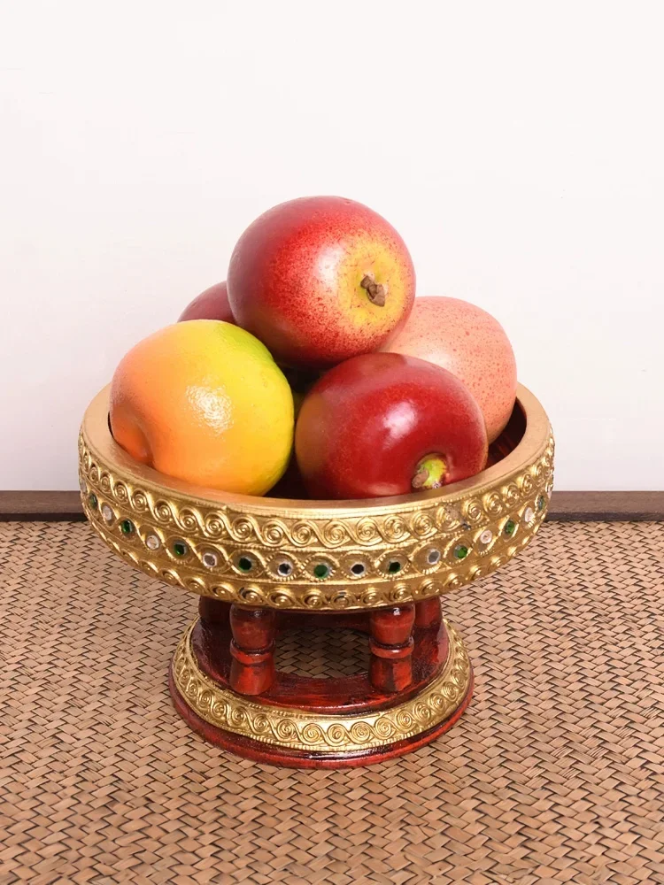 

Solid wood fruit plate, imported from Thailand, offering Buddha light luxury, high-end high-leg fruit offering plate