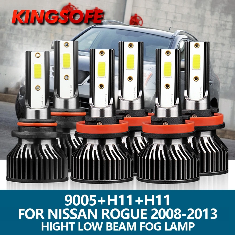 

6Pcs Car LED Headlight 9005 HB3 H11 12000LM 72W High Low Beam Bulbs Fog Light Kit For Nissan Rogue 2008 2009 2010 2011 2012 2013