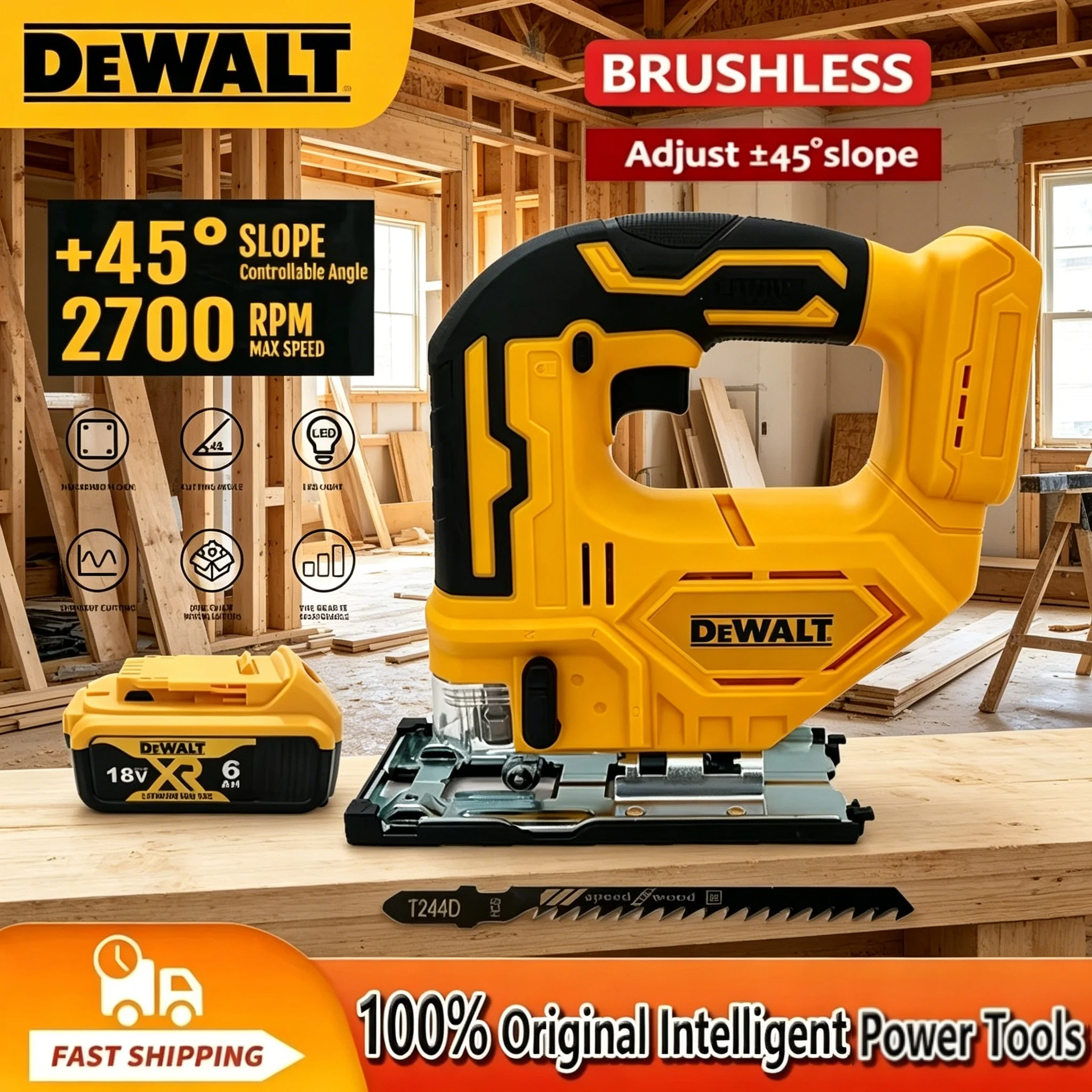 Dewalt 2700RPM 브러시리스 곡선 톱 20V 무선 전기 지그 톱 휴대용 다기..