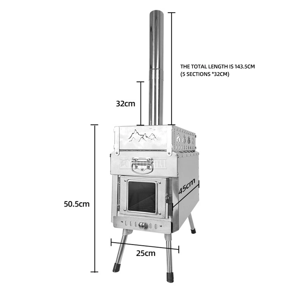 Stainless Steel Firewood Heating Stove Portable Camping Gear Folding Stove Outdoor Heating Stove 6