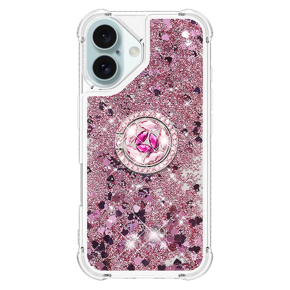 Gradient Glitter Quicksand Case with Anti-Fall Ring Holder Stand