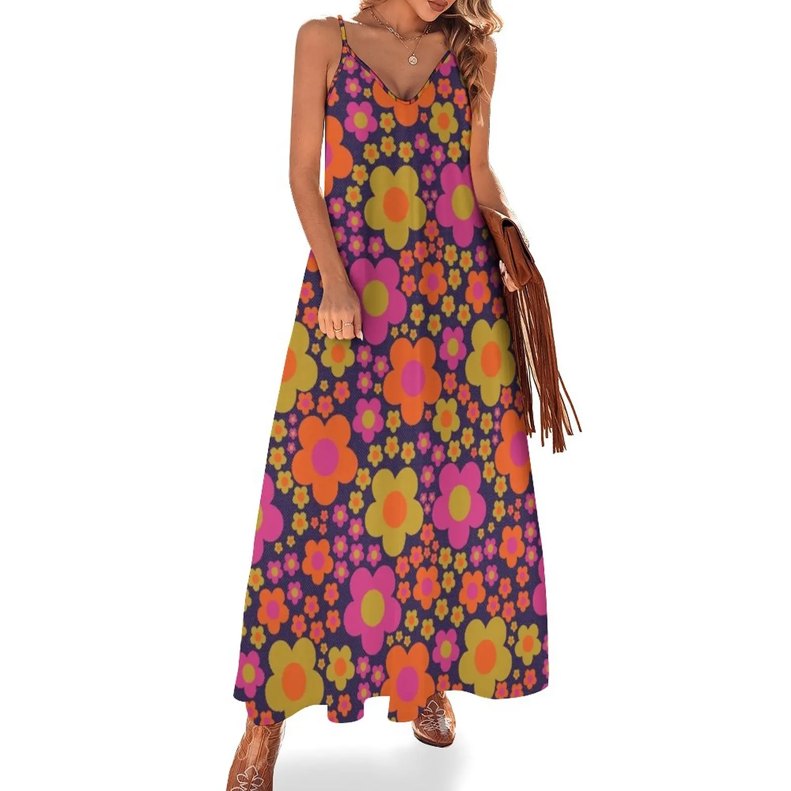 

Flower Power Mod Floral Sleeveless Dress birthday dress elegant women's sets Women dresses summer Cocktail of dresses