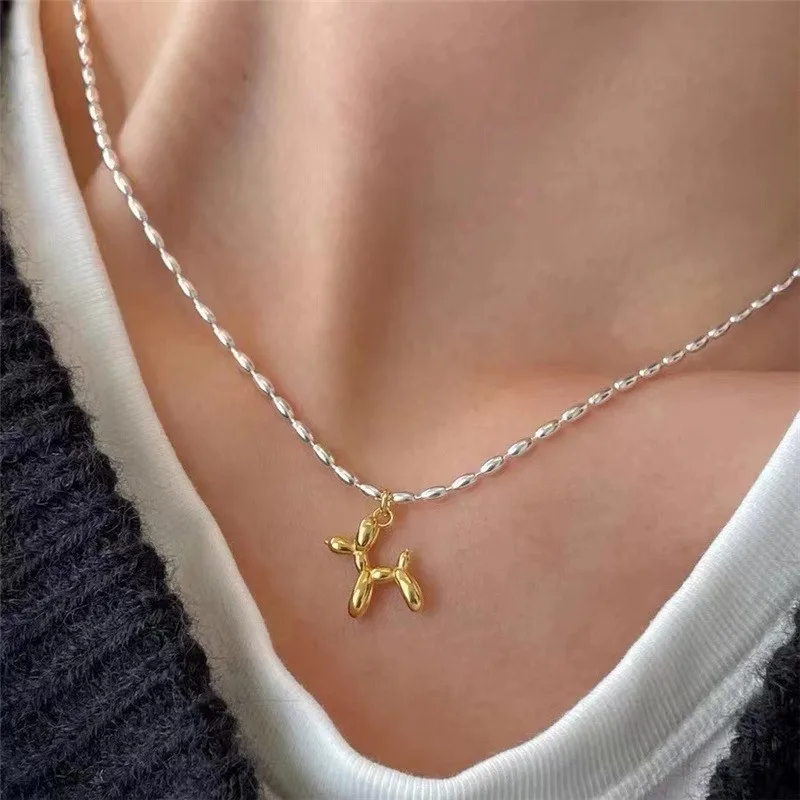 Cute Fashion Balloon Dog Pendant Necklace for Women 2025 New Trend Puppy Dog Necklace Party Jewelry Gifts