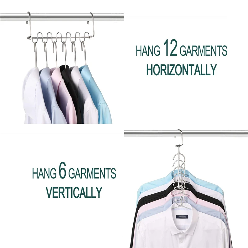 

12/8/4 Pack Metal Space Saving Hangers 12 Slots New Version Hanger Magic Cascading Hanger Closet Wardrobe Clothes Organizer