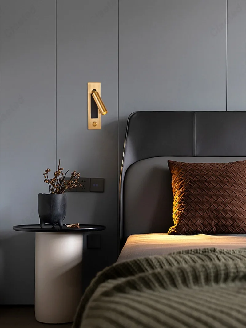 Creative LED Rotatable Wall Lamp USB Charging Interface Bedroom Bedside Reading Lamp Living Room Hotel Decoration Wall Lamp