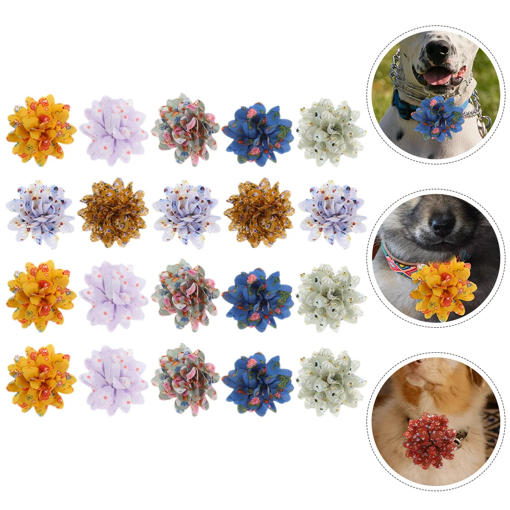 

20 Pcs Dog Bow Pet Collar Flower Design Cat Decor Ornament Puppy Flowers Decoration Lace