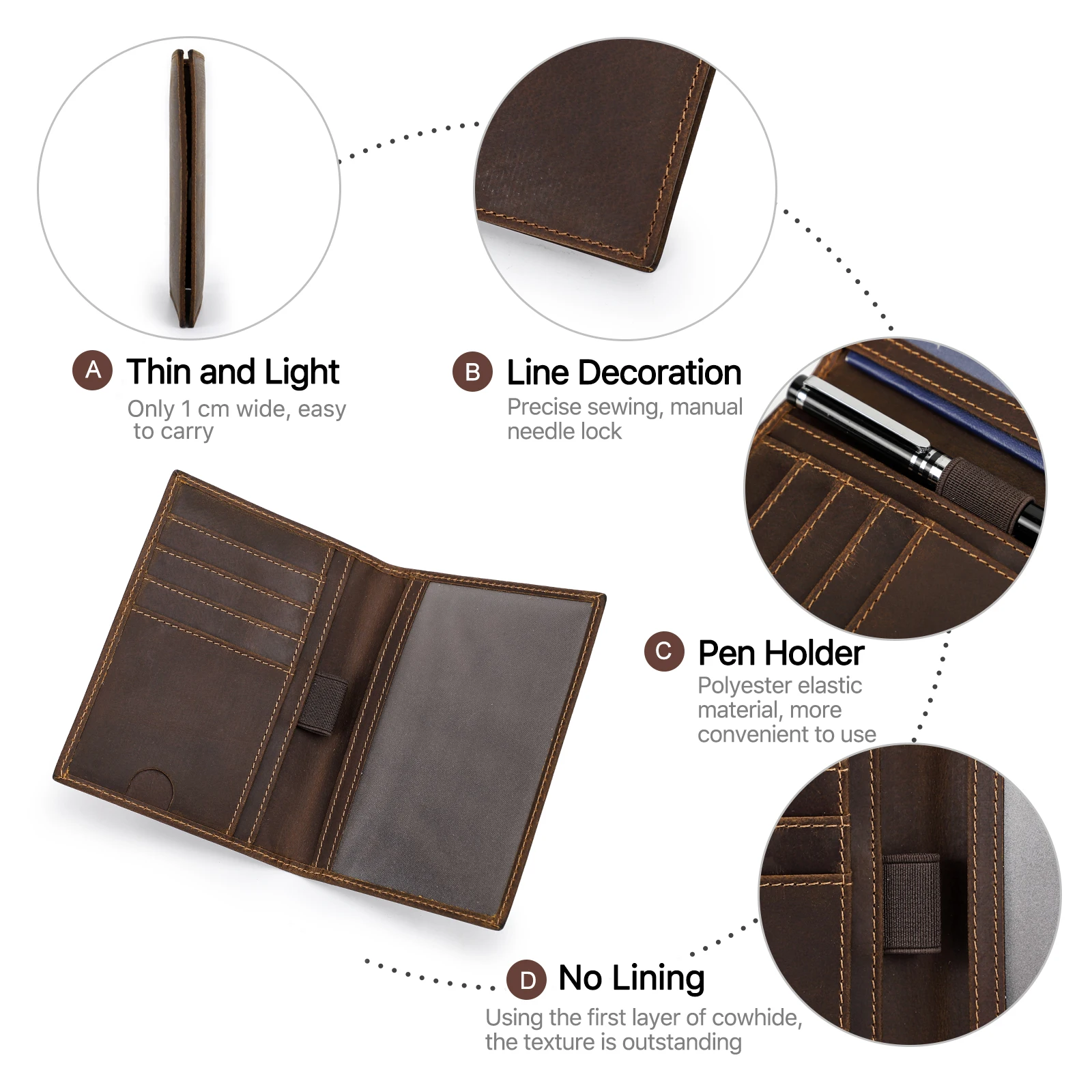 VULKIT Porte Passeport Portefeuille de Voyage, Porte Passeport en Cuir Véritable Couverture RFID Bloquant l'organisateur de Documents de Voyage pour Femmes Hommes