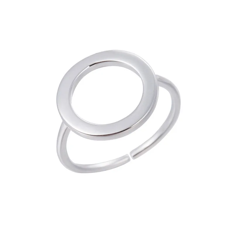 Punk Geometric Pure 925 Sterling Silver Hollow Round Circle Open Rings For Women Girl Anillos LR067 4