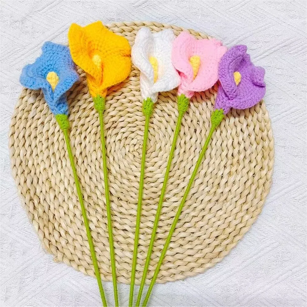 

DIY Woven Calla Lily Fake Bouquet Hand-woven Artificial Flowers Room Decoration A arrangement Ornaments Holiday Gifts