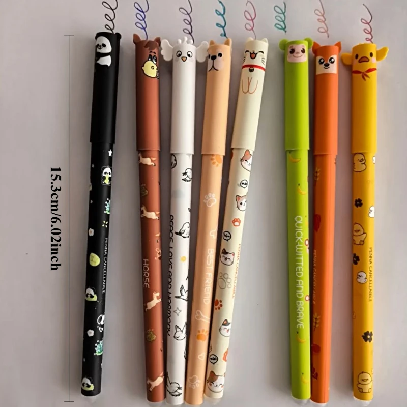 A Set of 8 Animal-Shaped Erasable Gel Pens, Featuring a 0.5Mm Fine Tip, They Are Perfect for Note-Taking And Writing, cute pens - 3
