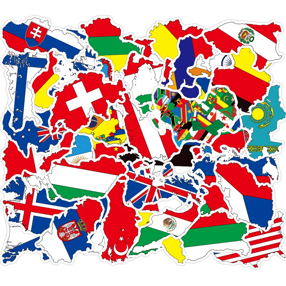 10/30/50pcs World Countries Flags Cartoon Sticker Creative Aesthetic Art  Stickers Scrapbook Laptop Diy Kids