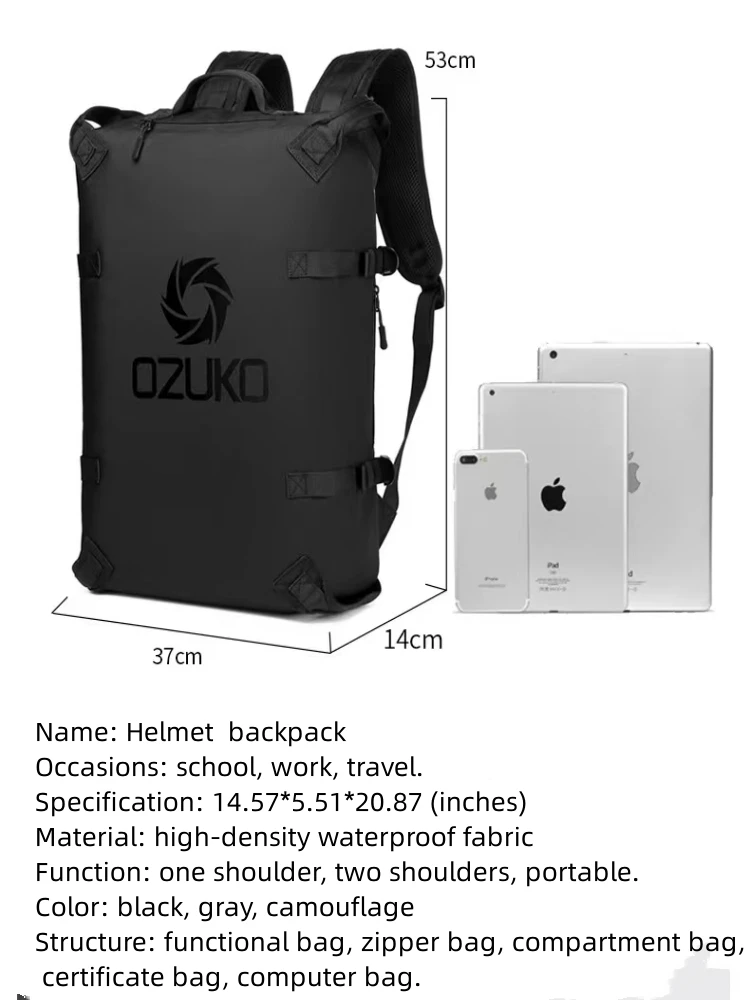 Backpack New Men's Helmet Backpack Motorcycle Outdoor Riding Backpack Men's Short Trip Storage Backpack