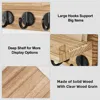 Key and Mail Holder Home Decor Wood Wall Organizer with 5 Hooks and Shelf for Bags Dog Leash Wall Decor for Living Room Entryway 4