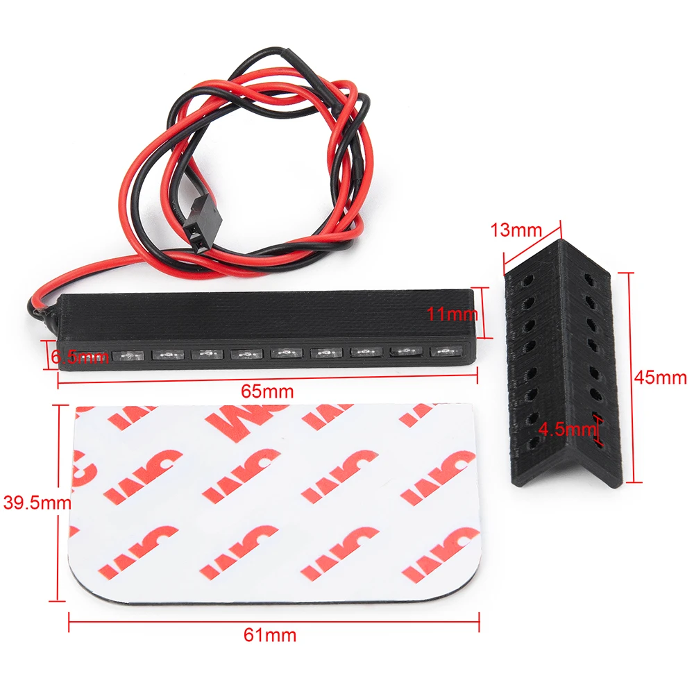 AXSPEED 32/65mm Red LED Light Lamp Bar for Axial SCX10 Wraith RR10 TRX-4 D90 1/10 RC Crawler Model Car Decoration Parts 6