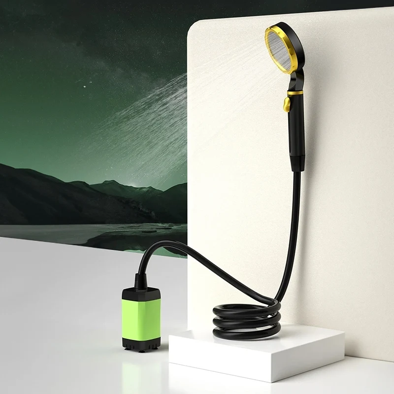 Portable Outdoor Camping Shower Pump Waterproof with Digital Display Rechargeable  Shower Head Set for Camping Hiking Beach tour