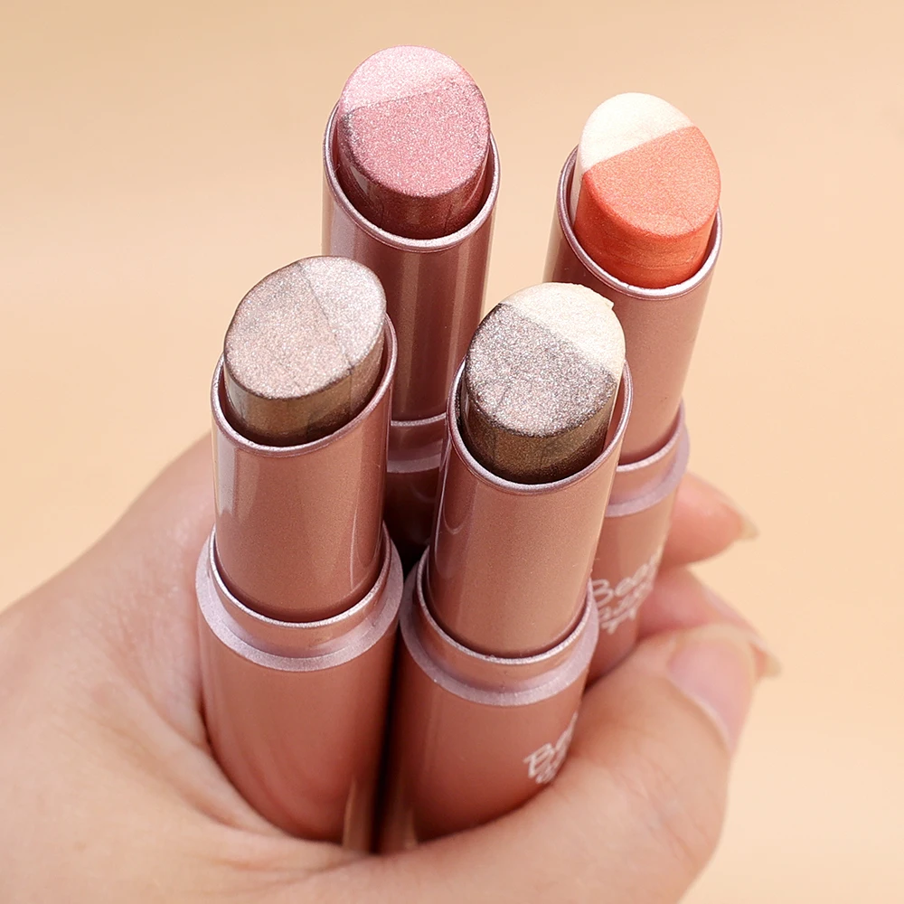 Double Color Gradient Matte Eyeshadow Stick Waterproof Glitter Earth Color Pink