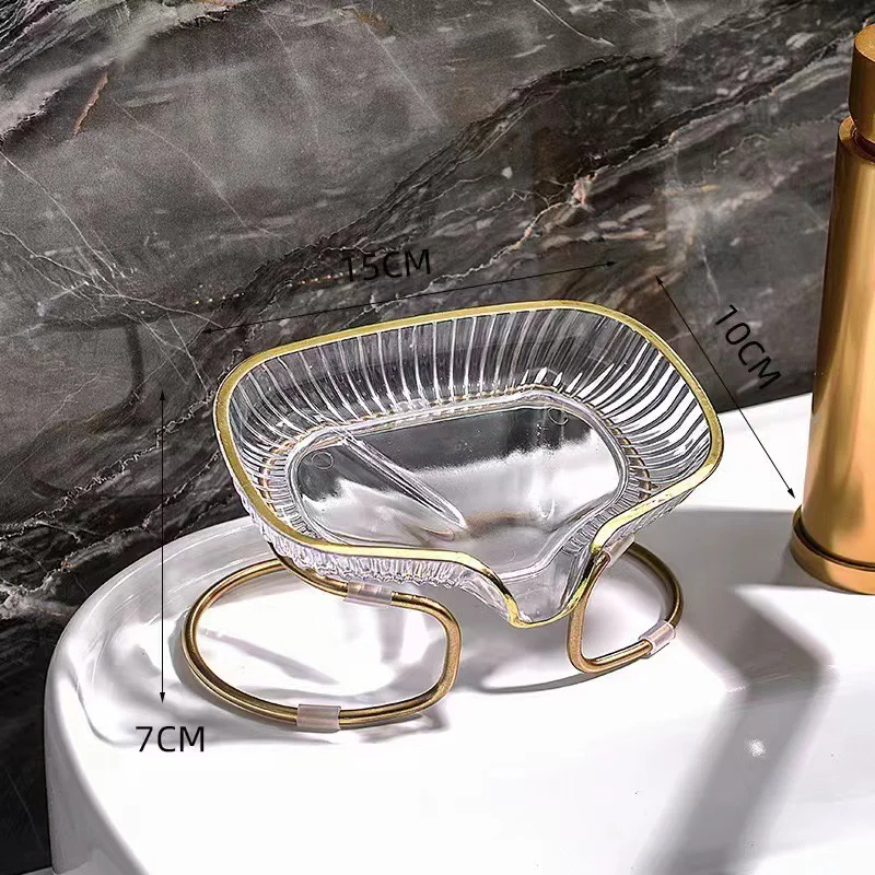 1pc Bathroom Soap Dish Light Luxury Toilet Shower Soap Holder With Drain Water Soap Storage Case Tray Container Bathroom Gadgets 6
