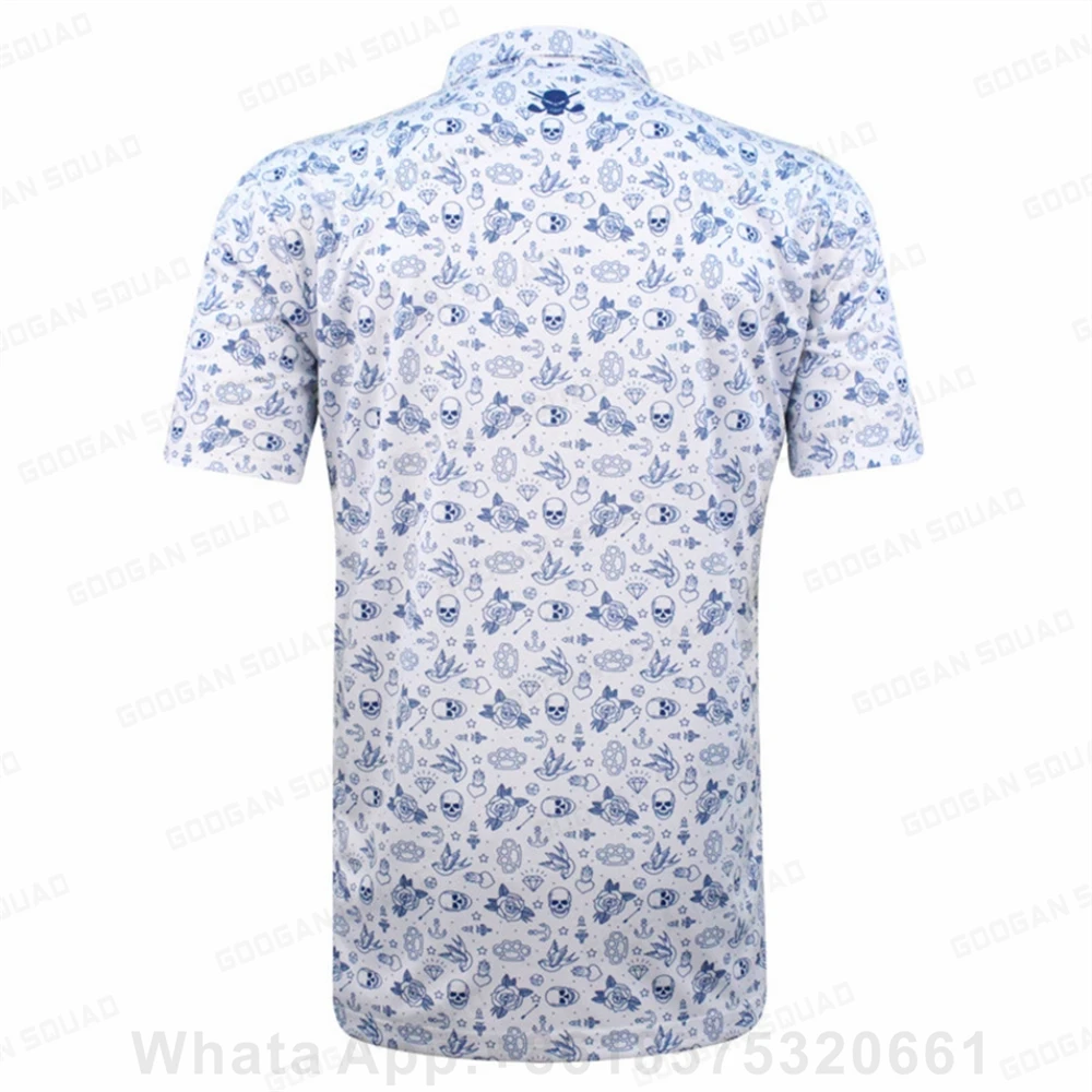 2023 New Men Golf Wear Casual Print Fashion Tops Polo Quick Dry Breathable Polos Shirt Short Sleeve Lapel Golf Sports Shirt