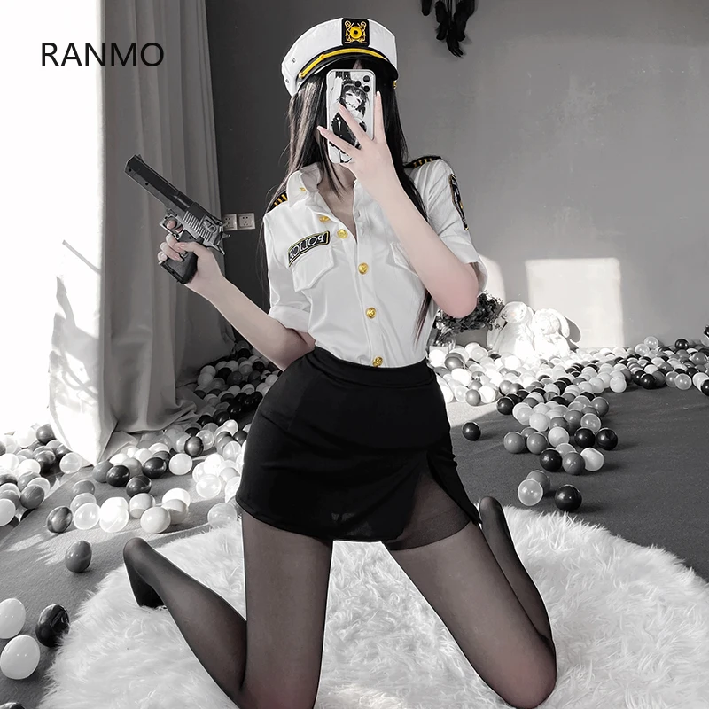 RANMO Cosplay Policewoman Uniform Mini Short Skirt Sexy Lingerie  Perspective Police Costume Game Outfit Roleplay Erotic Clothing - AliExpress