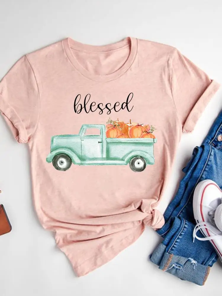 Halloween Fall Autumn T-shirt Ladies Thanksgiving Love Pumpkin Spice Basic Tee Top Clothes Women Graphic Print T Shirt173_voghion.com