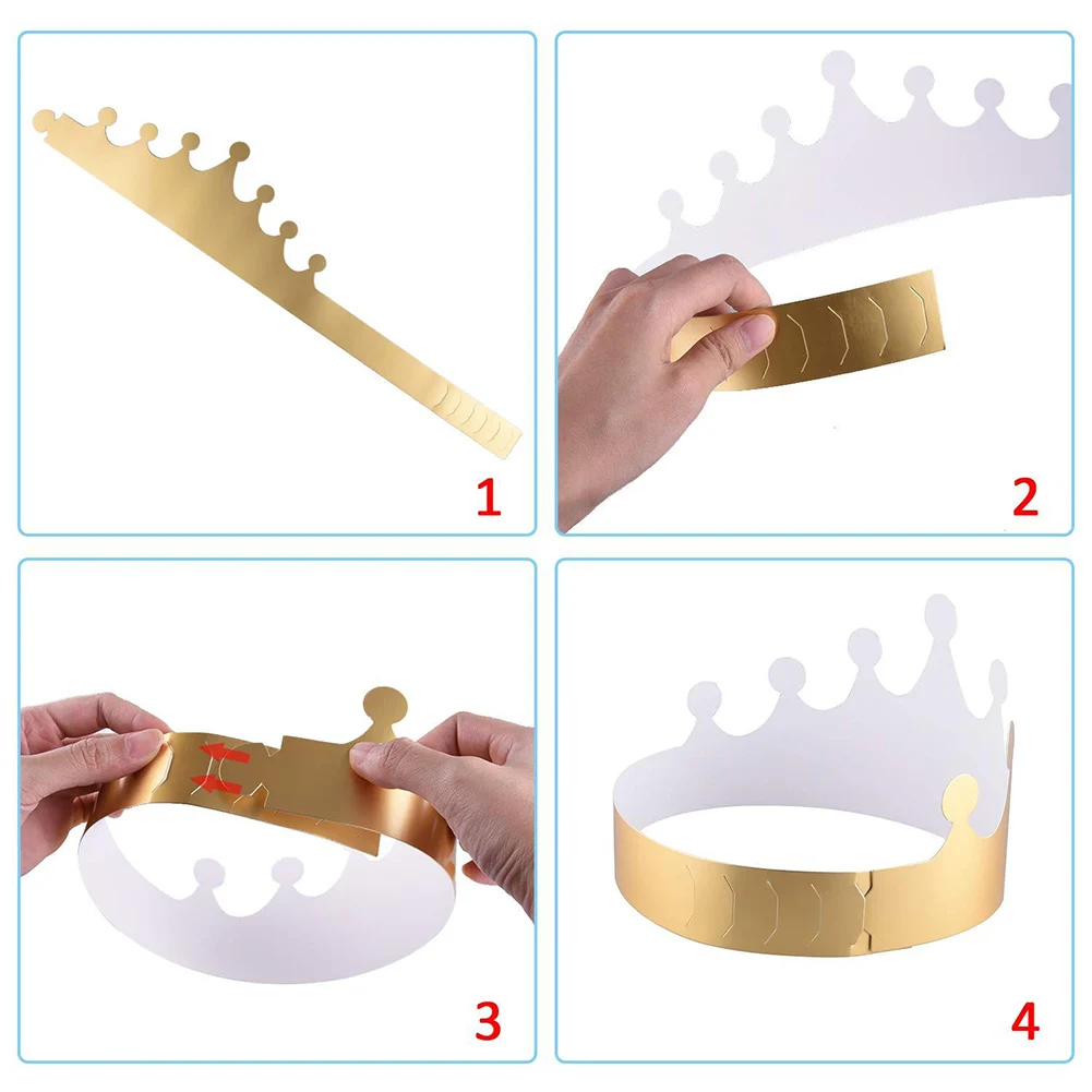 16 Stück Goldene Papierkronen Für Geburtstag & Partys – Verstellbare Königskrone In 4 Styles | Für Kinder & Erwachsene