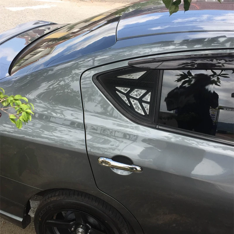 ABS Rear Window Shutters Cover Side Louvers Air Vent Trim for Nissan Almera 2013-