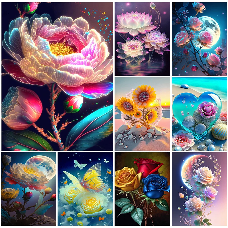 

Алмазная живопись 5D "сделай сам", красочные мечтательные цветы, искусственная мозаика, картины, полный набор для вышивки крестиком, домашний декор