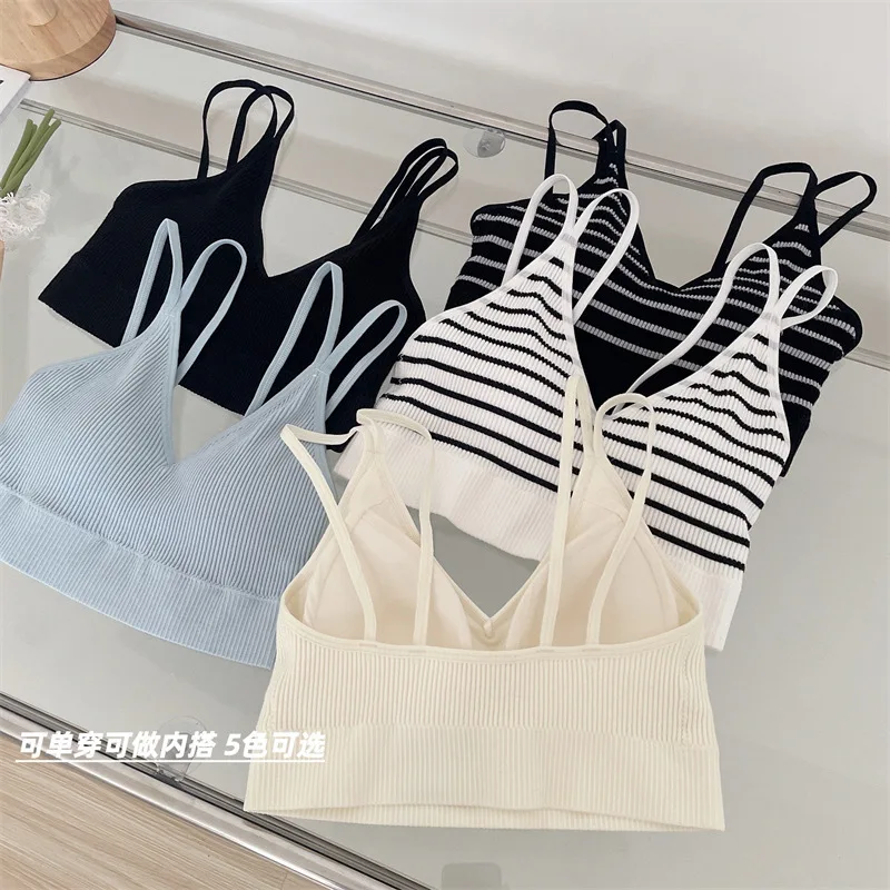 Women's Cotton Bra Tube Tops Striped Push Up Bra Girls Outdoor Summer Top Female Sports Tank Up Lingerie women lingerie bra women tank tops women tube tops