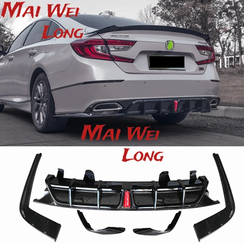 

Rear Bumper Diffuser Lip For Honda Accord 2021 YOFER White Car Body Kit Side Canard Guard Cover Splitter Spoiler Trim + LED Lamp