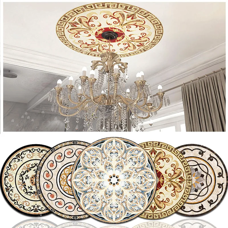 60/80cm Ceiling Decorative Parquet Floor Ceiling Lamp Decorative Cover Waterproof Self-adhesive Stickers Living room Accessories