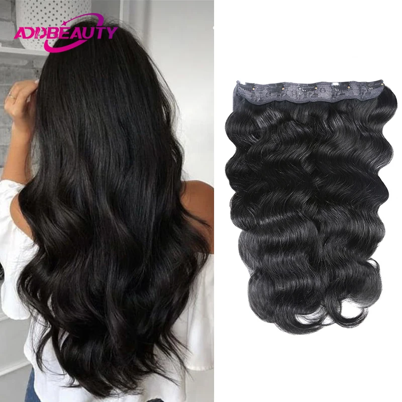 

Clip in Hair Extensions Human Hair Body Wave Clip in One Piece Remy Human Hair for Women 10inch With 5Clips Hair Extensions 613#