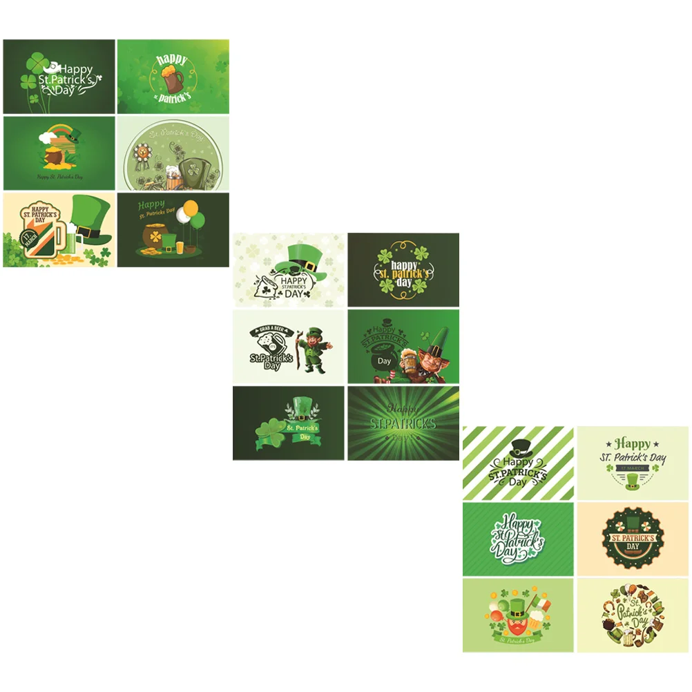 

18 комплектов, поздравительные открытки, поздравительные открытки, белые картонные поздравительные конверты на тему Дня Святого Патрика