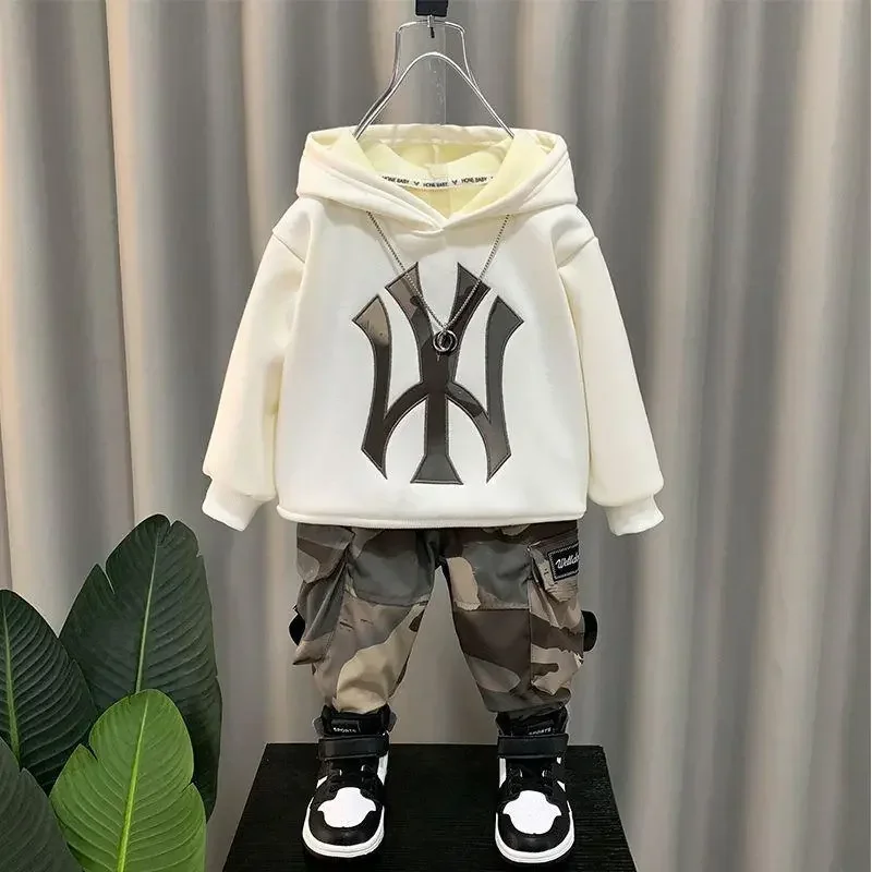 

Children's Hooded Cotton Tracksuit Boys Fashion Two Piece Kids Clothes Coat Pant Sets Autumn Winter 2 3 4 5 6 7 8 9 10 Years