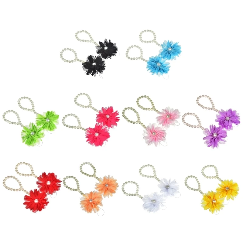 

Lovely Newborn Baby Girls Barefoot Sandals Flower Pearl Shoes Foot Chain Anklets
