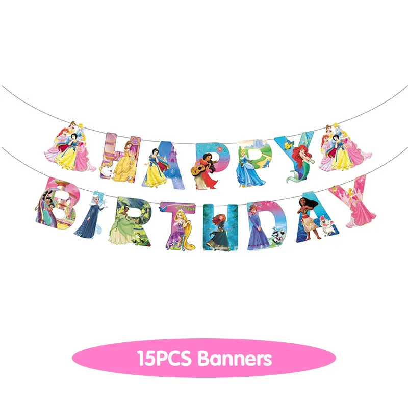 thumbnail image 1 of Decoración de cumpleaños de princesas de Disney, vajilla, vasos de papel, platos, globos, mantel, telón de fondo, pancarta, suministros para fiestas para bebés y niños, 1 of 5