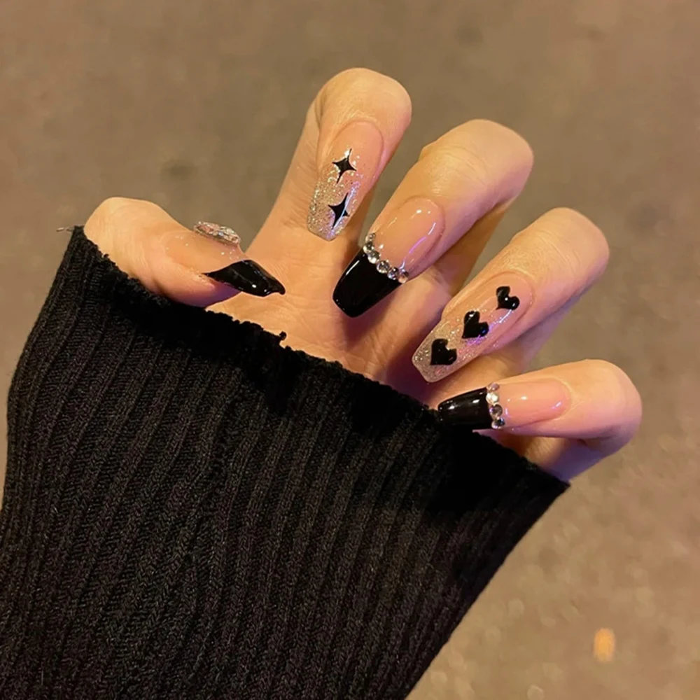 Black 'Red Bottom' Press on Nails | FancyB Handmade Luxury Nails – FancyB  Press on Nails