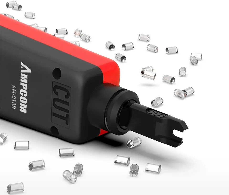 AMPCOM Punch Down Tool Multifunktionales Schlagwerkzeug mit abnehmbarer 110-IDC-Zweiköpfklinge und Kabelhaken – Detail 2