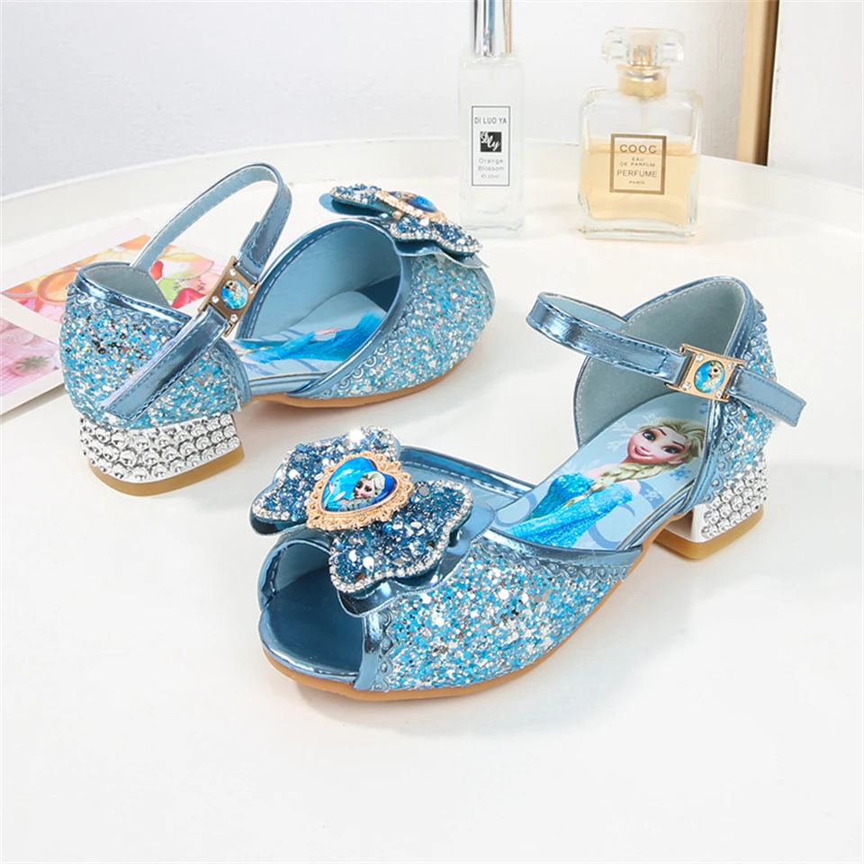Summer Fancy Girl Disney Elsa Princess Sandals Children\'s High Heels Fantasy Frozen Masquerade Party Dress Up Kids Crystal Shoes