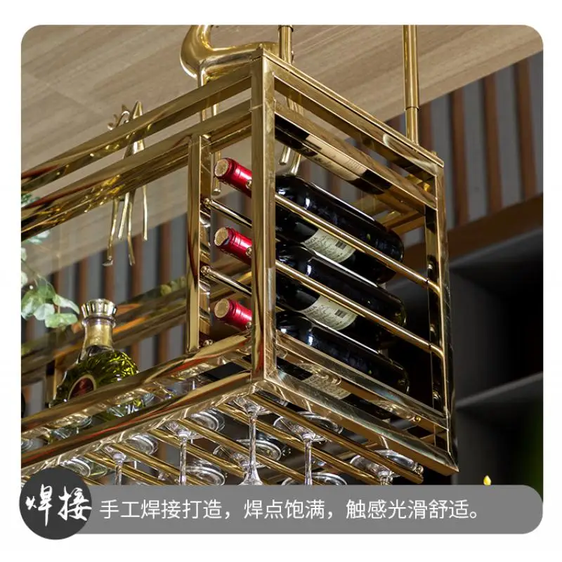 European bar wine glass holder upside down household modern stainless steel wine rack hanging cabinet decoration ceiling