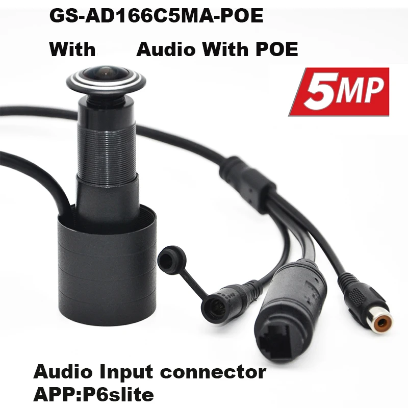 Mirilla de seguridad para puerta, cámara Mini de 5MP, POE, Audio, HD,  H.265, P2P, 1,7mm, gran angular, ojo de pez, CCTV, DC 12V - AliExpress