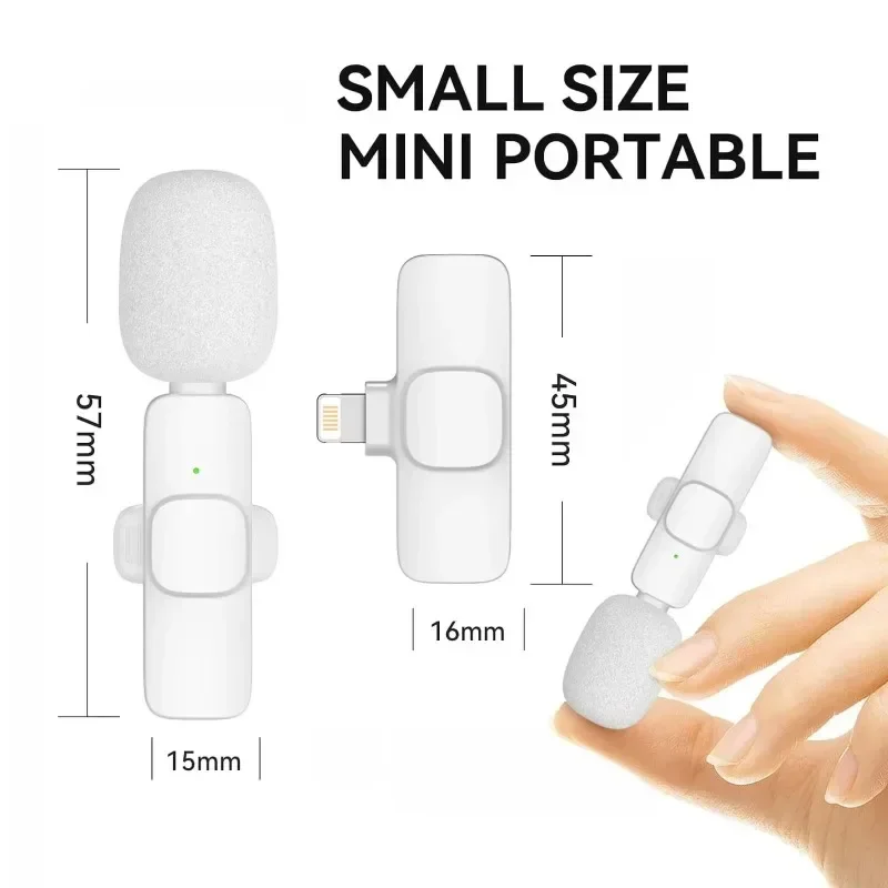 Wireless Lavalier Microphone Audio Video Recording Mini Mic for iPhone Android Mobile Phone K1