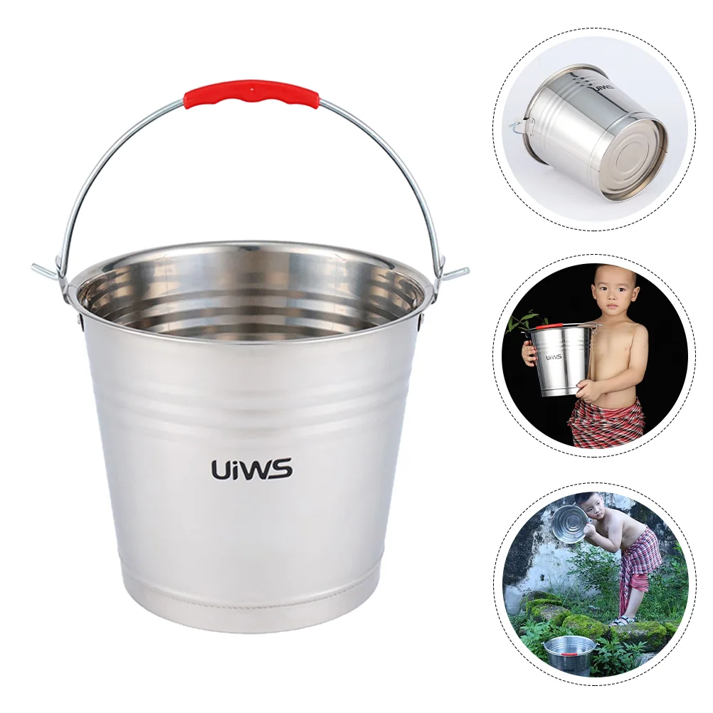 

Kettle Universal Steel Bucket Side Stainless Multipurpose Milk Cat Food Container Portable