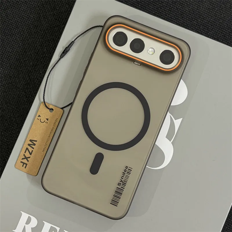 Magnetic Frosted Translucent Anti-Fall Case with Large Hole and Wireless Charging Compatibility