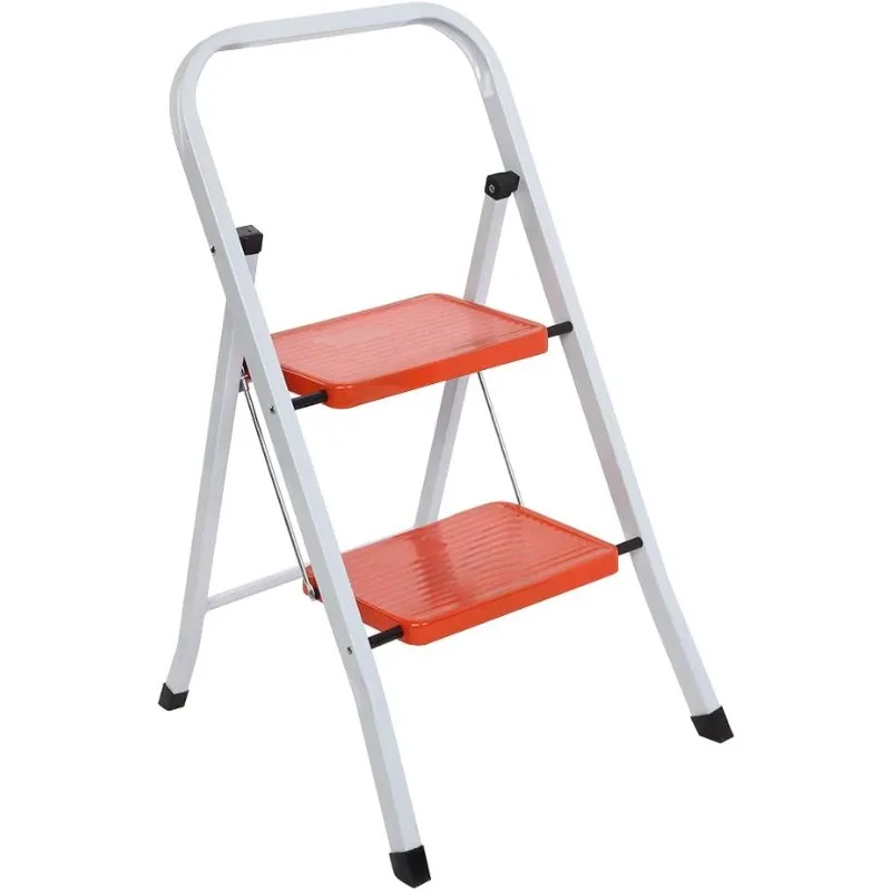 2 Step Ladder Folding Step Stool Heavy Duty Ladders with Handgrip Anti-Slip Sturdy and Wide Pedal Multi-Use