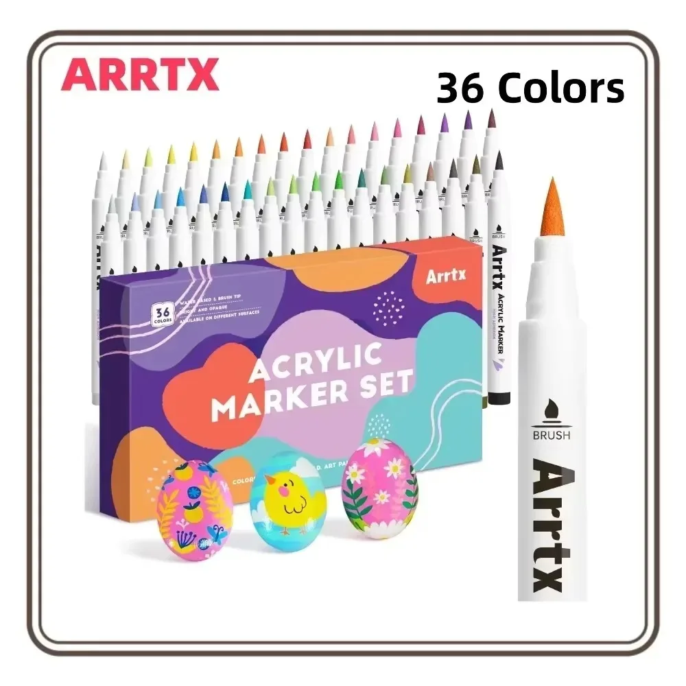 Acrylic Paint Marker Brush Tip Pens For Rock Stone Ceramic Porcelain Mug Wood Graffiti Manga School Art Supplies