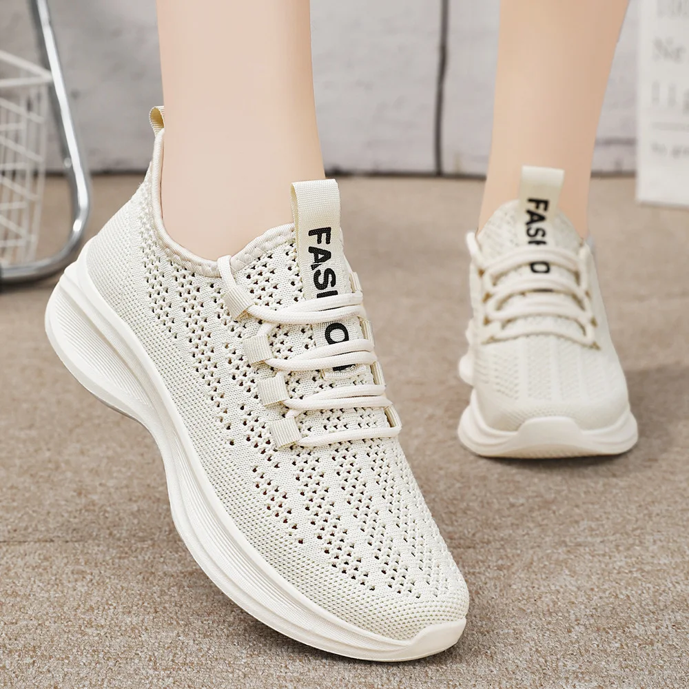 Women's shoes 2024 summer fabric upper breathable casual shoes fashion trend single shoe soft sole sports women's shoes