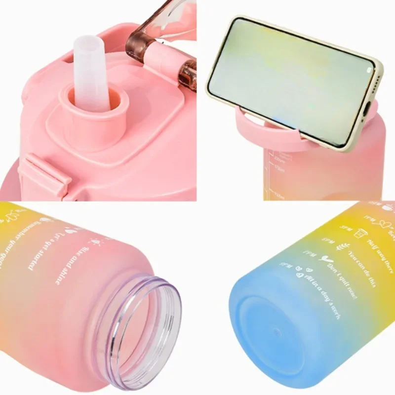 Description Picture 4 of item3pcs/set Water Bottles Motivational Sports Drinking Bottle With Time Marker Portable Reusable Plastic Cups Outdoor Travel Gym